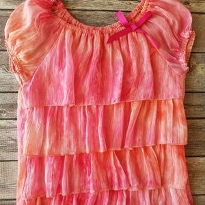 🍭5/$25🍭Girls ruffle top size 8 pink/orange